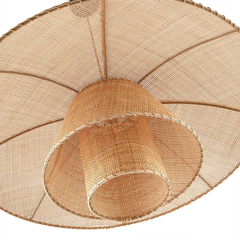 Lustre en rotin vintage tressé main — Suspension lanterne japonaise 3 étages