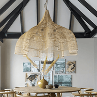 Lustre en Rotin en Forme de Coupole Orientale
